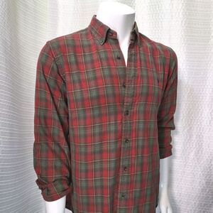 Ralph Lauren Plaid Cotton Flannel Button Down LS Shirt Men's Size M Vintage